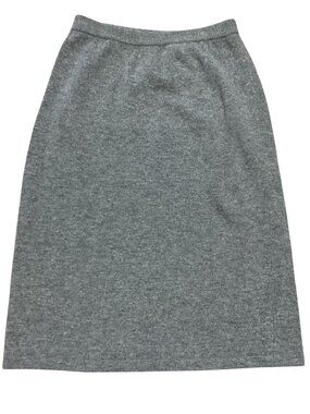 The Knit Connection Pencil Skirt Sz L Gray Knit Lambswool Blend Australian Made